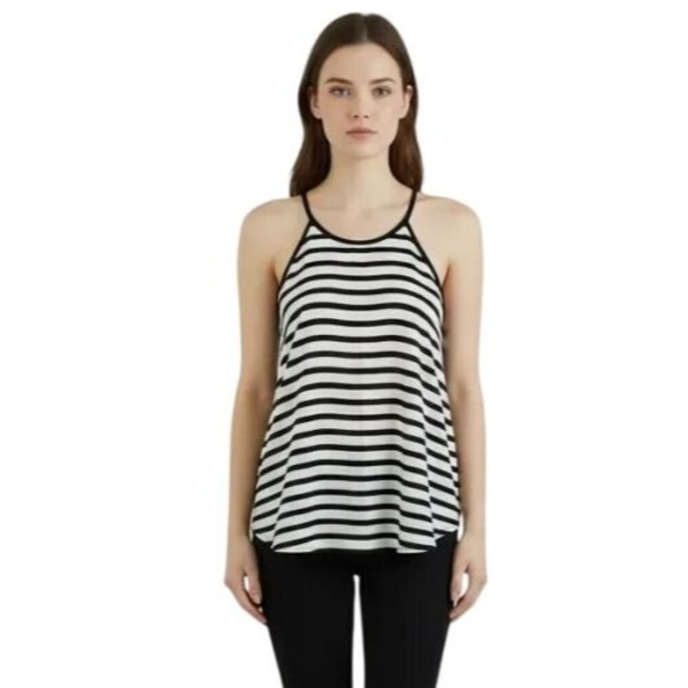 Monteau Los Angeles Black & White Stripe Tie Back Sleeveless Tank Top Size Small - Picture 3 of 16